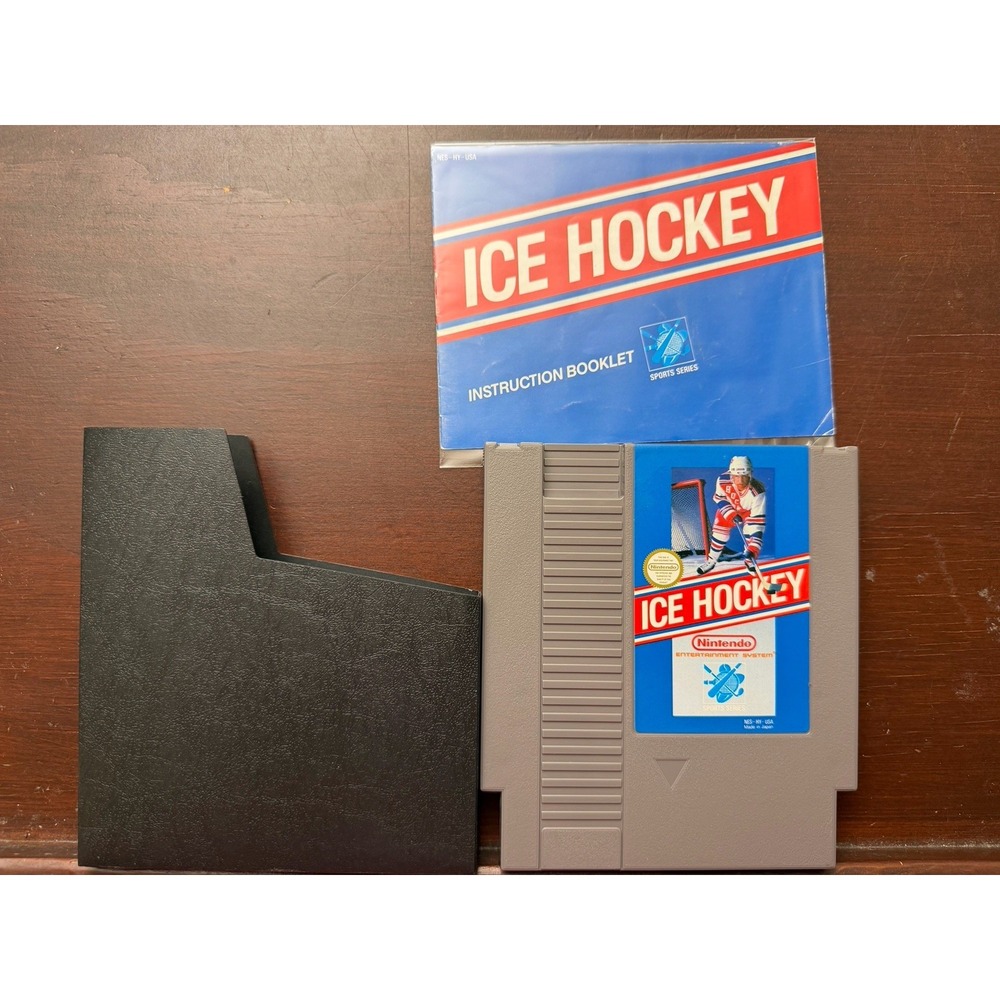 Ice Hockey Nintendo NES Game Cartridge w/ Manual & Dust Cover Tested & Working